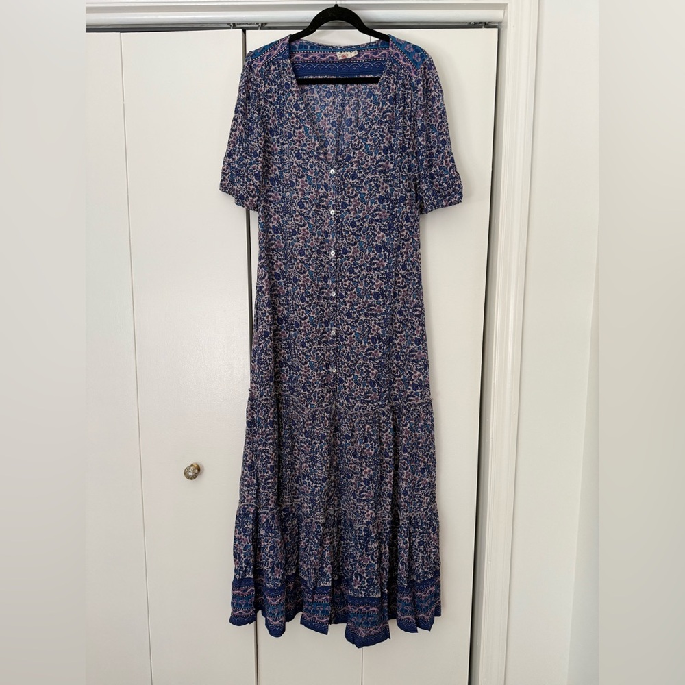 Faherty Orinda Maxi Dress Monserrat Border Floral Size Large - Picture 3 of 6